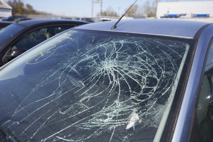 Damaged windshield